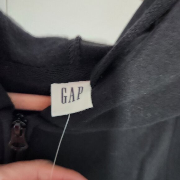 GAP NEW Women's Black and White Logo Long Sleeve Hoodie Full Zip Sweatshirt XL - Picture 2 of 5